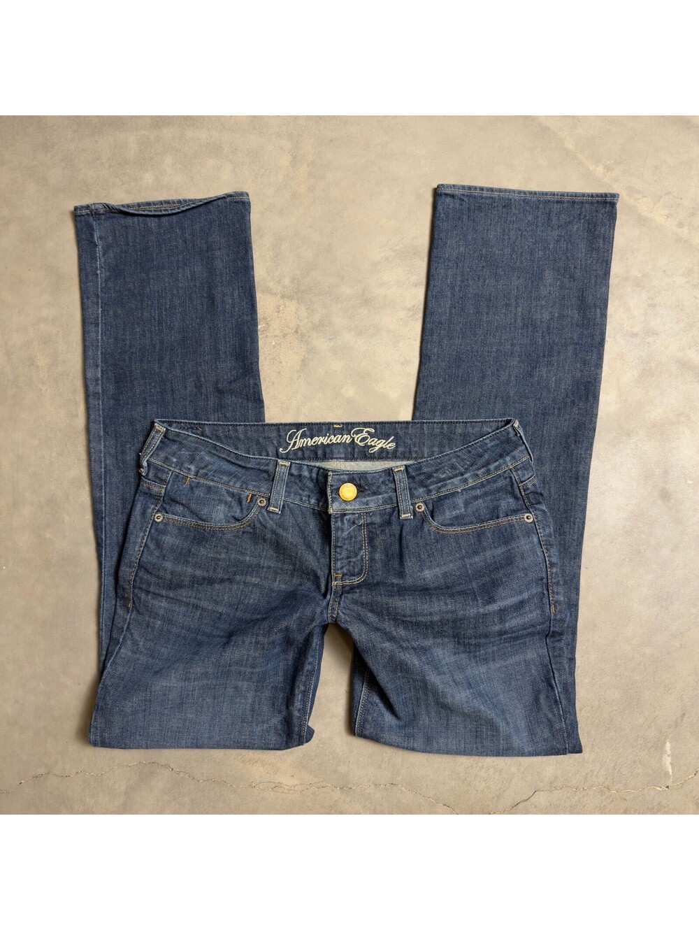 Y2K American Eagle 77 Straight Jeans Womens 6 Blue Low Rise